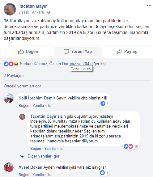 Bayır’ın ‘kurultay’ paylaşımına cevap