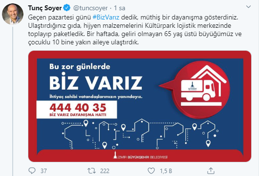 Başkan Tunç Soyer: "10 bine yakın aileye ulaştık"