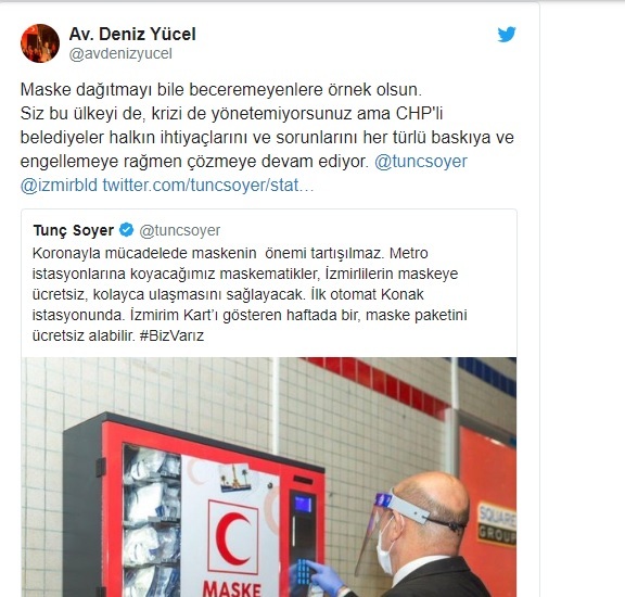CHP’li Yücel: Maske dağıtmayı bile beceremeyenlere örnek olsun