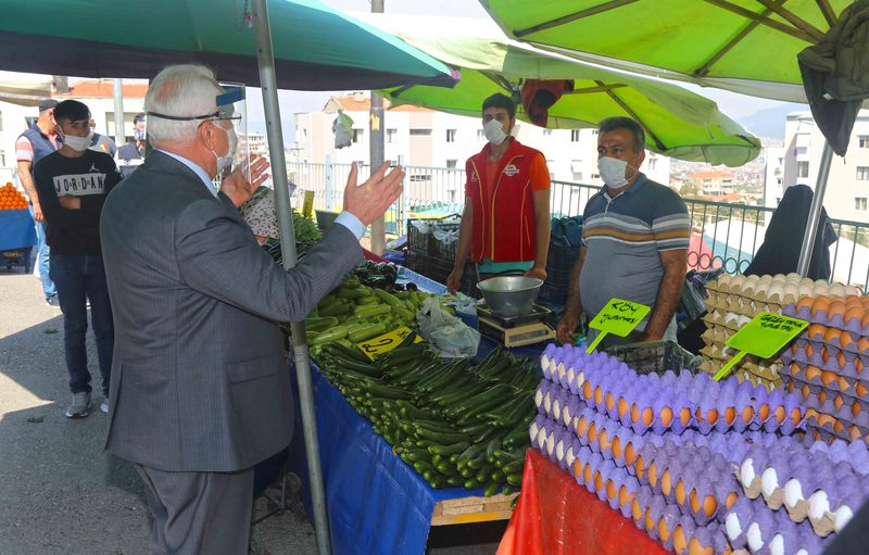 Selvitopu pazaryeri önlemlerini denetledi