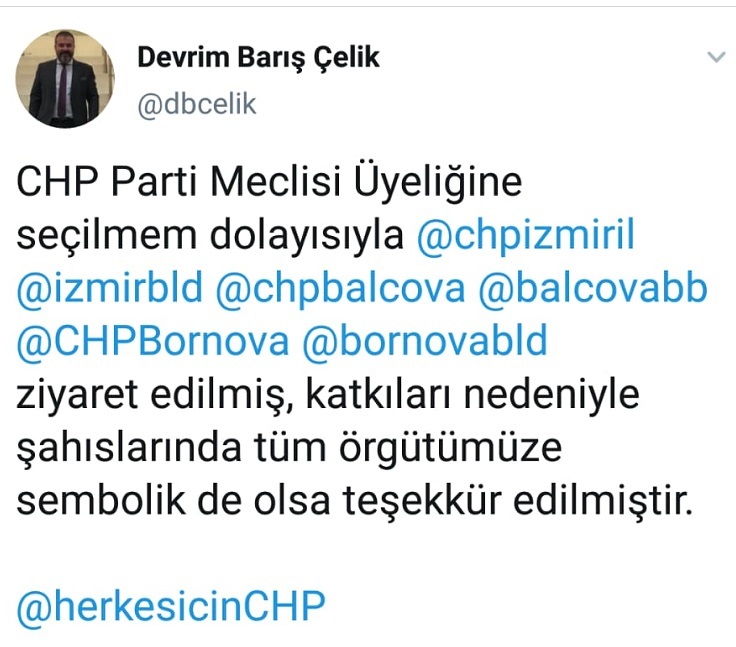 CHP PM Üyesi Devrim Barış Çelik'ten teşekkür turu