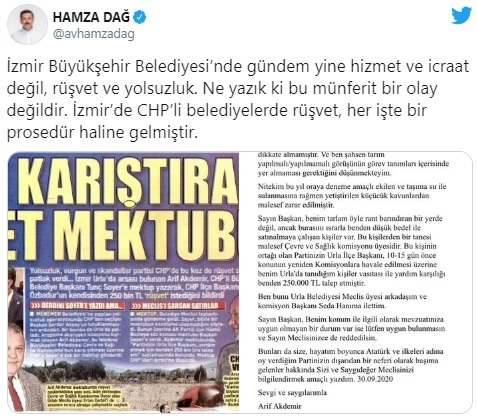 AK Partili Dağ'dan 'Urla mektubu' yorumu