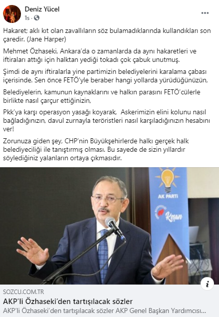 CHP'li Yücel'den AK Partili Özhaseki'ye sert tepki: "Halktan yediği tokadı çok çabuk unutmuş"