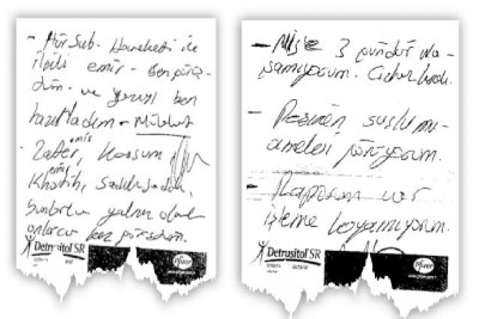 Muhalif subayları satan MİT'in notları Muhalif subayları satan MİT'in notları